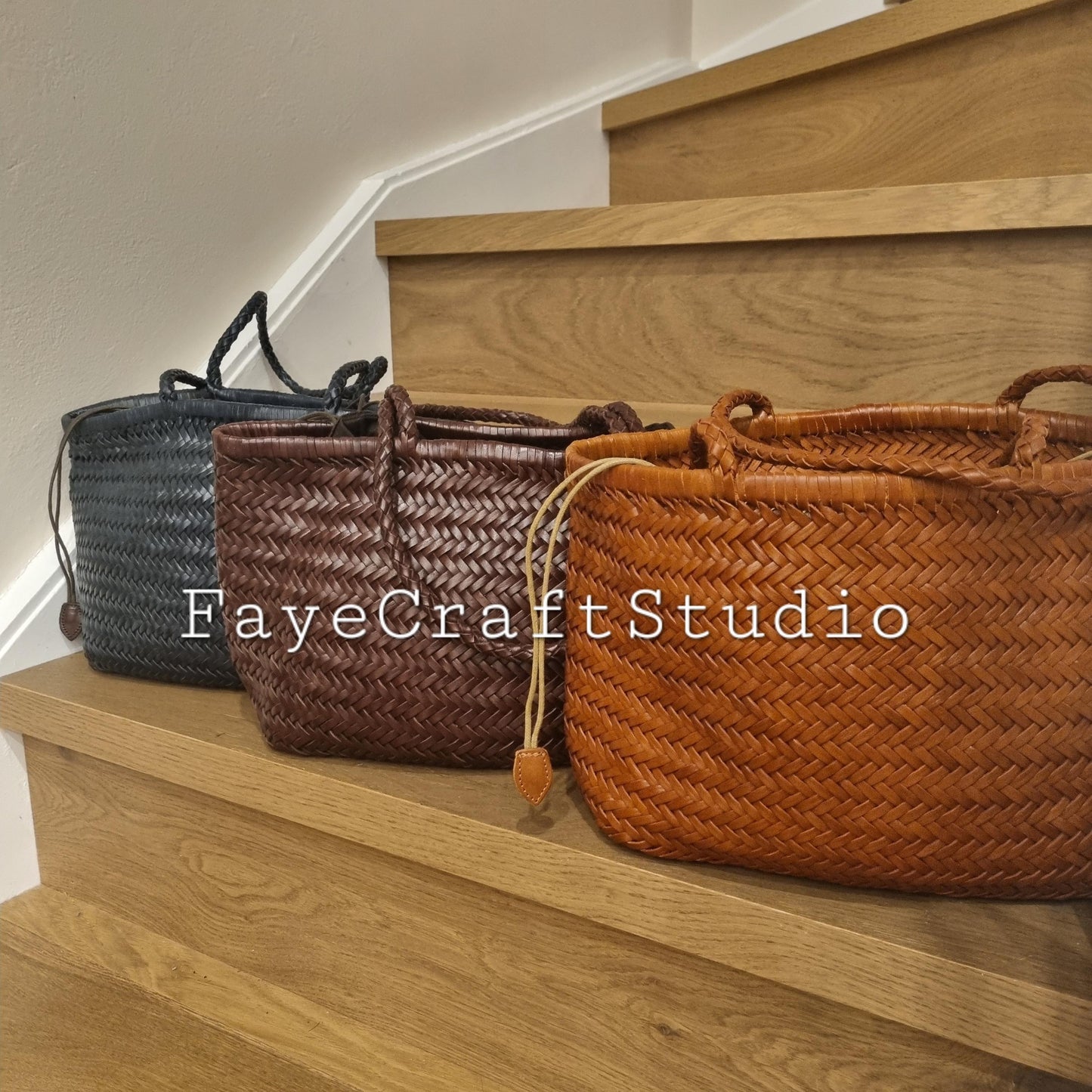 FayeCraftStudio handmade genuine TOP LAYER cowhide woven leather shoulder bag, Vegetable Basket, tote bag, everyday bag