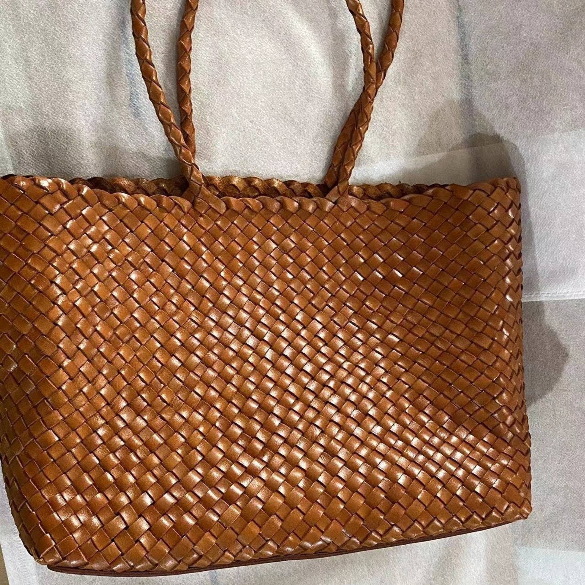 French style retro cowhide woven leather shoulder bag, Vegetable Basket Bag, tote bag, mothers day gift, everyday bag, holiday bag