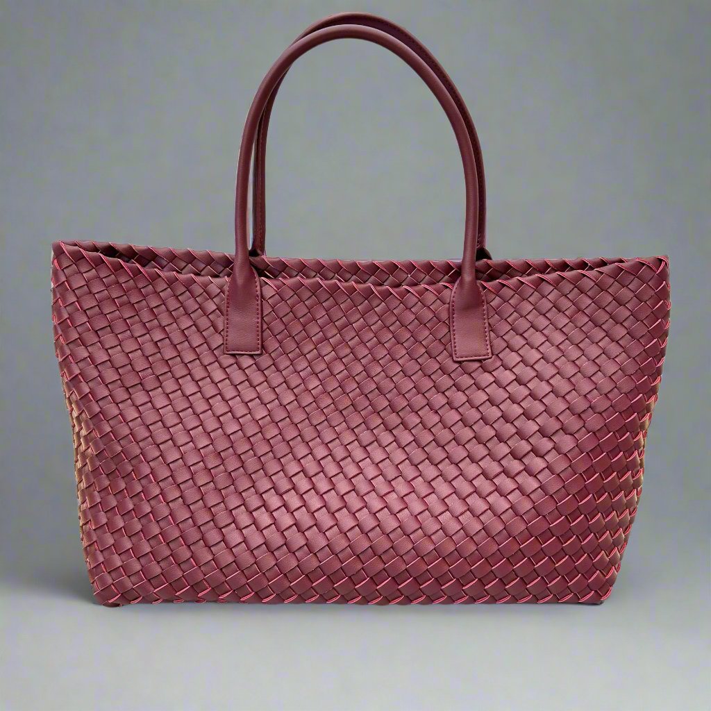 June - Large Leather Woven Tote