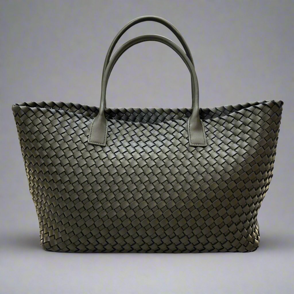 June - Large Leather Woven Tote