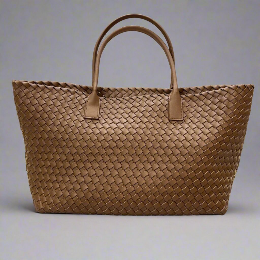 June - Large Leather Woven Tote