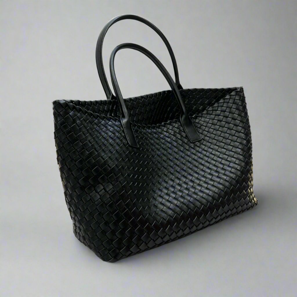 June - Large Leather Woven Tote