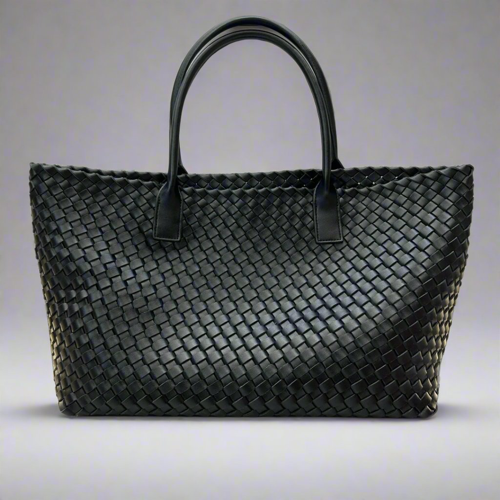 June - Large Leather Woven Tote