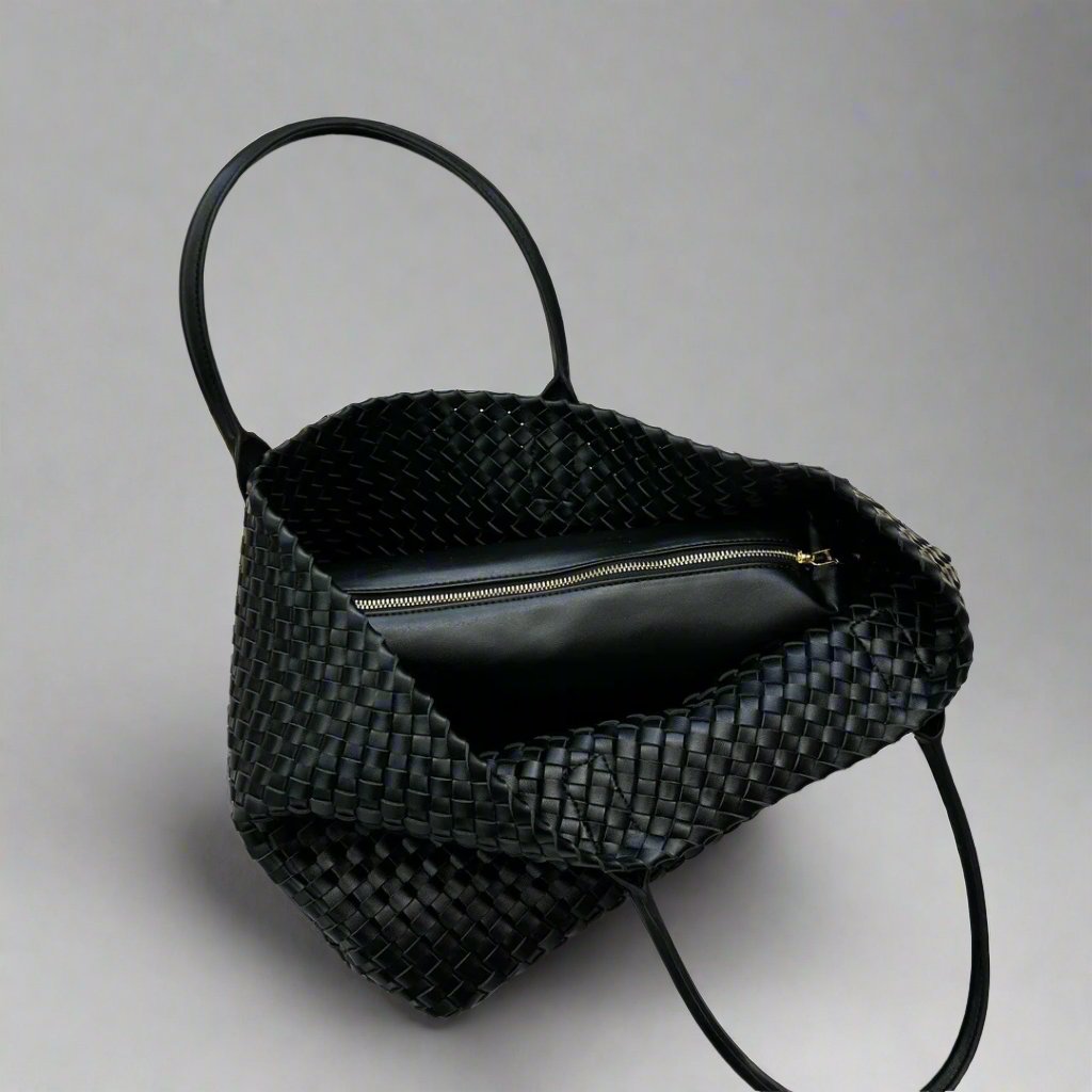 June - Large Leather Woven Tote