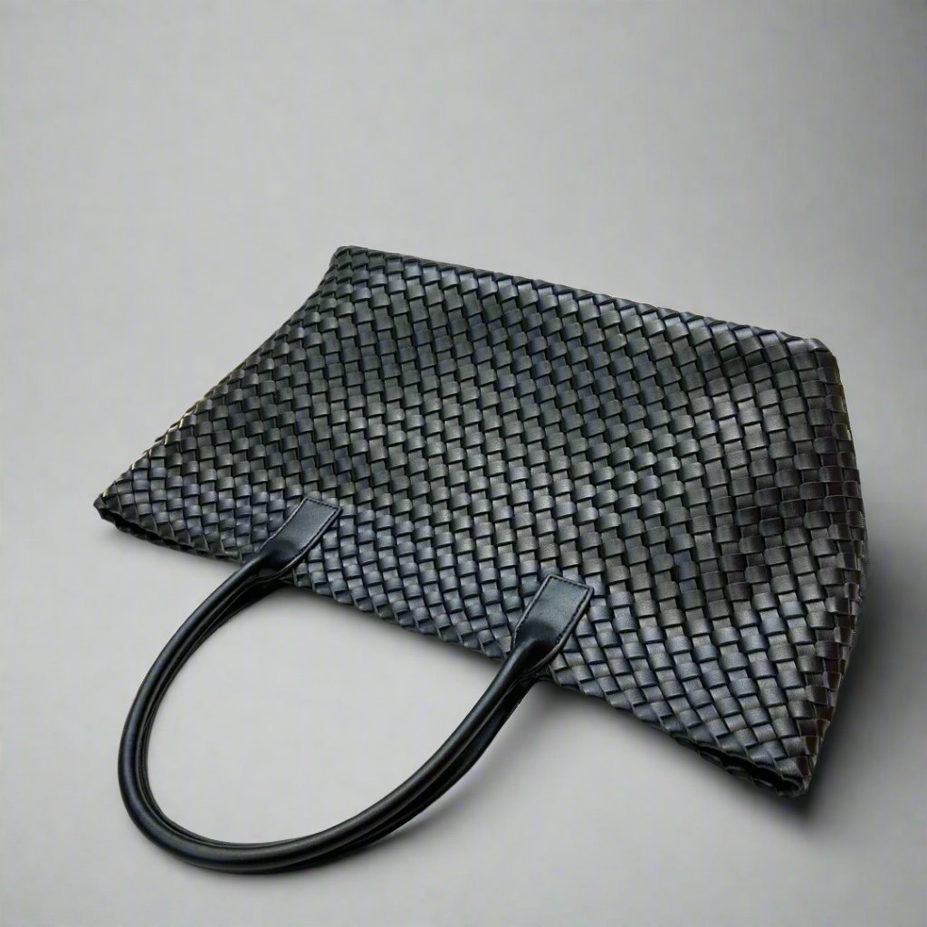 June - Large Leather Woven Tote