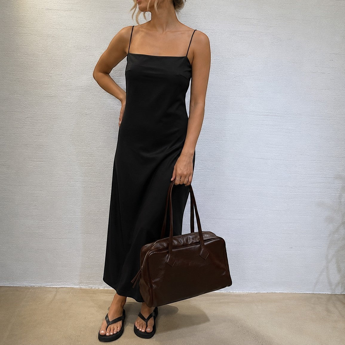 Box 35 structured full-grain leather tote bag with triple zipper compartments and smooth fabric lining