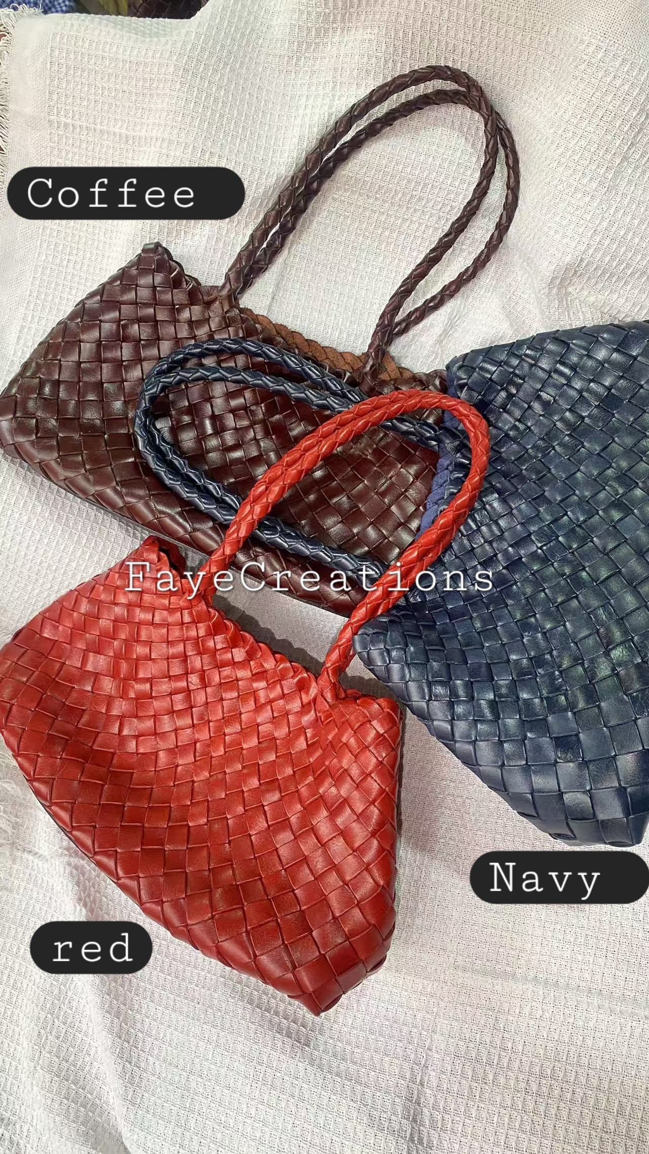 Leah - Large Leather Woven Tote