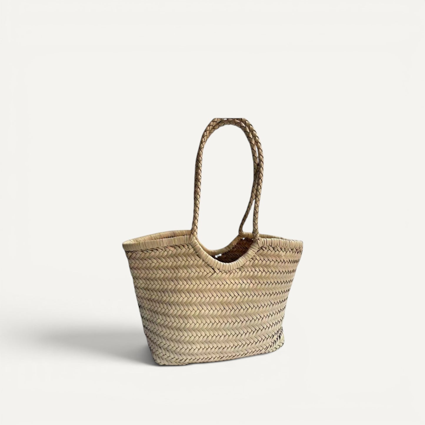 Phoebe Woven Full-Grain Leather Shoulder Tote Bag