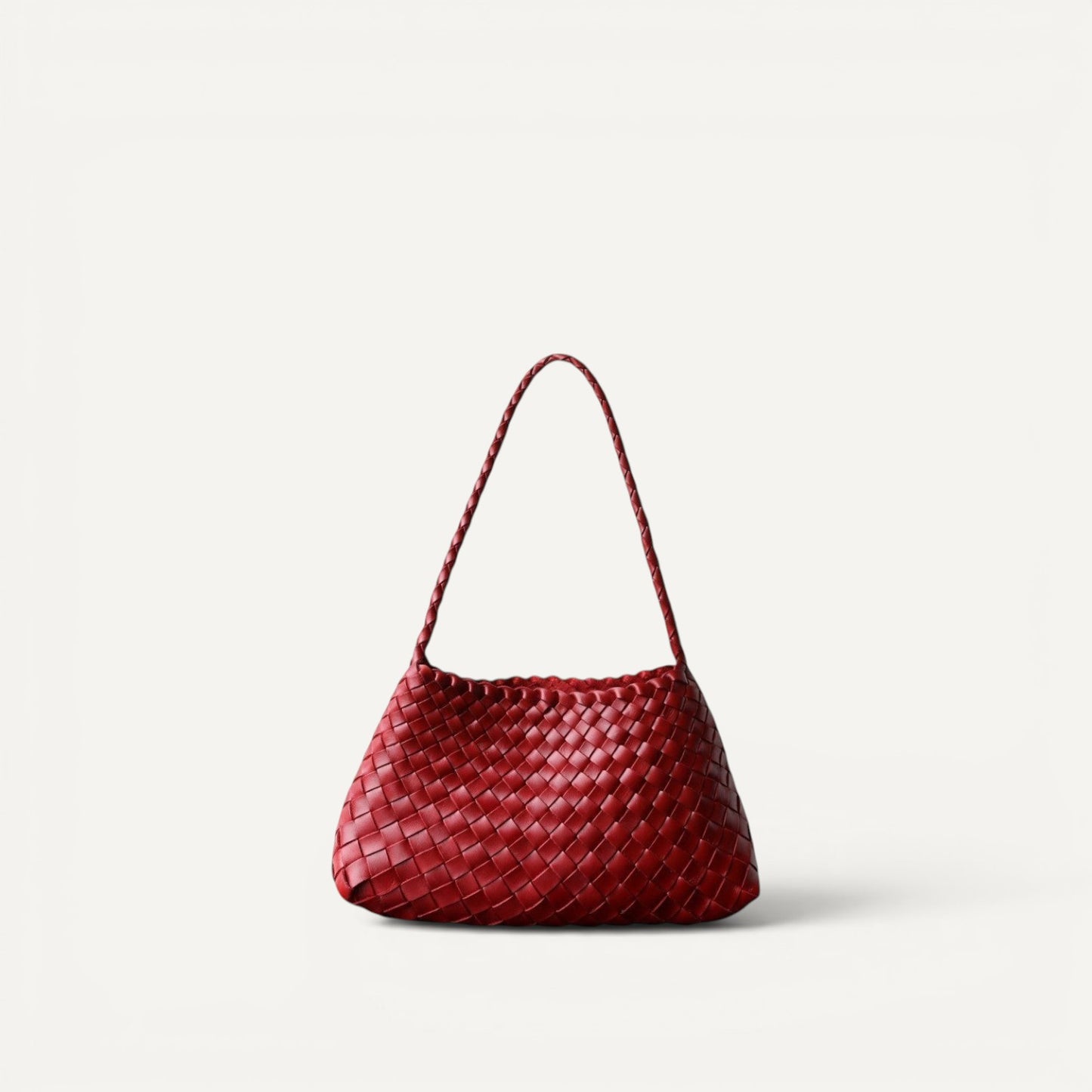 Emma Woven Full-Grain Leather Shoulder Bag