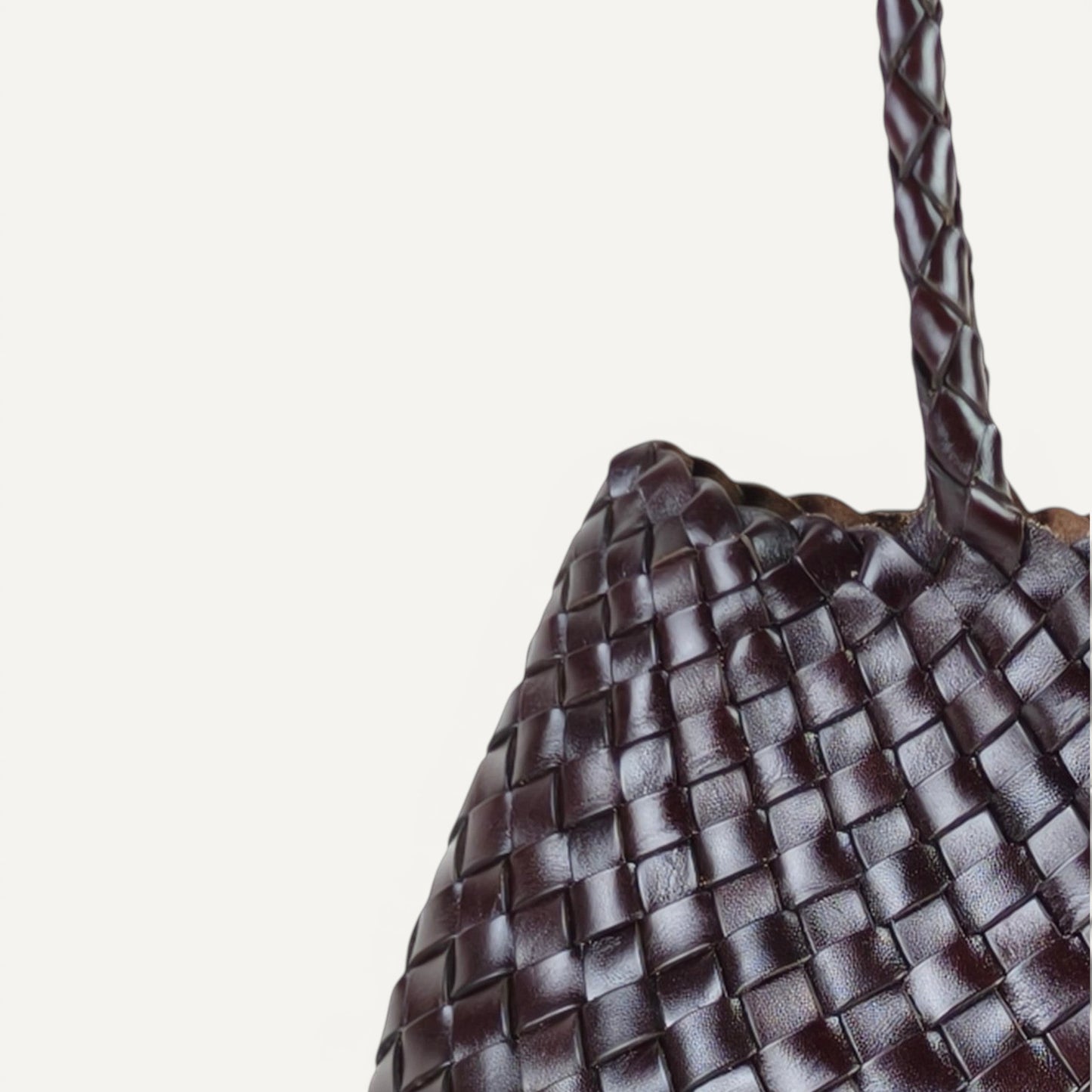 Leah Woven Full-Grain Leather Tote Bag with Zipper