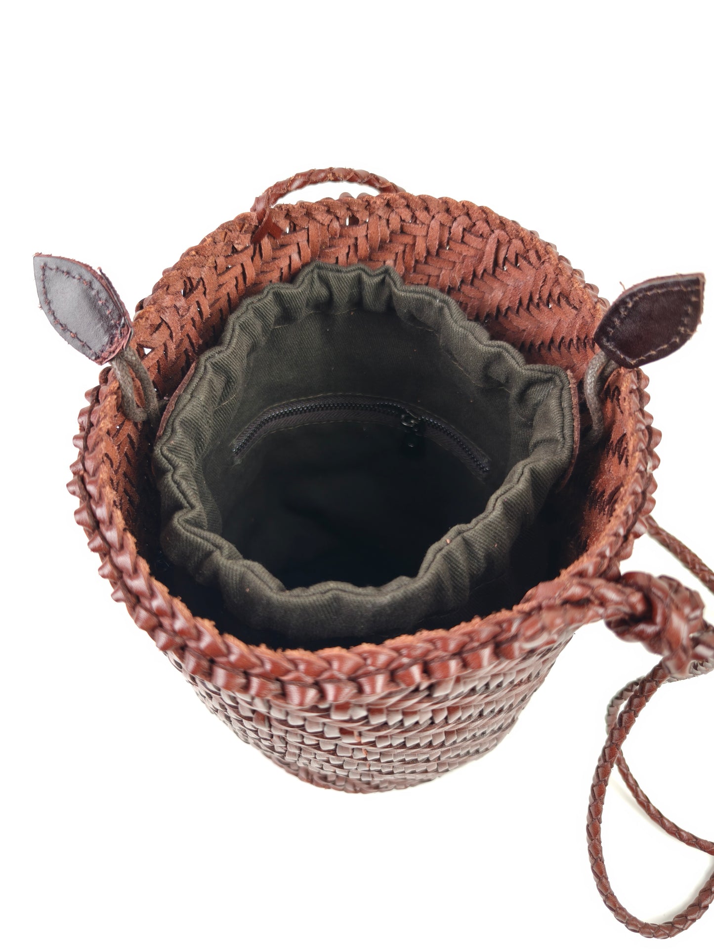 Serena - Handgemachte Umhängetasche aus gewebtem Rindsleder im Retro-Stil