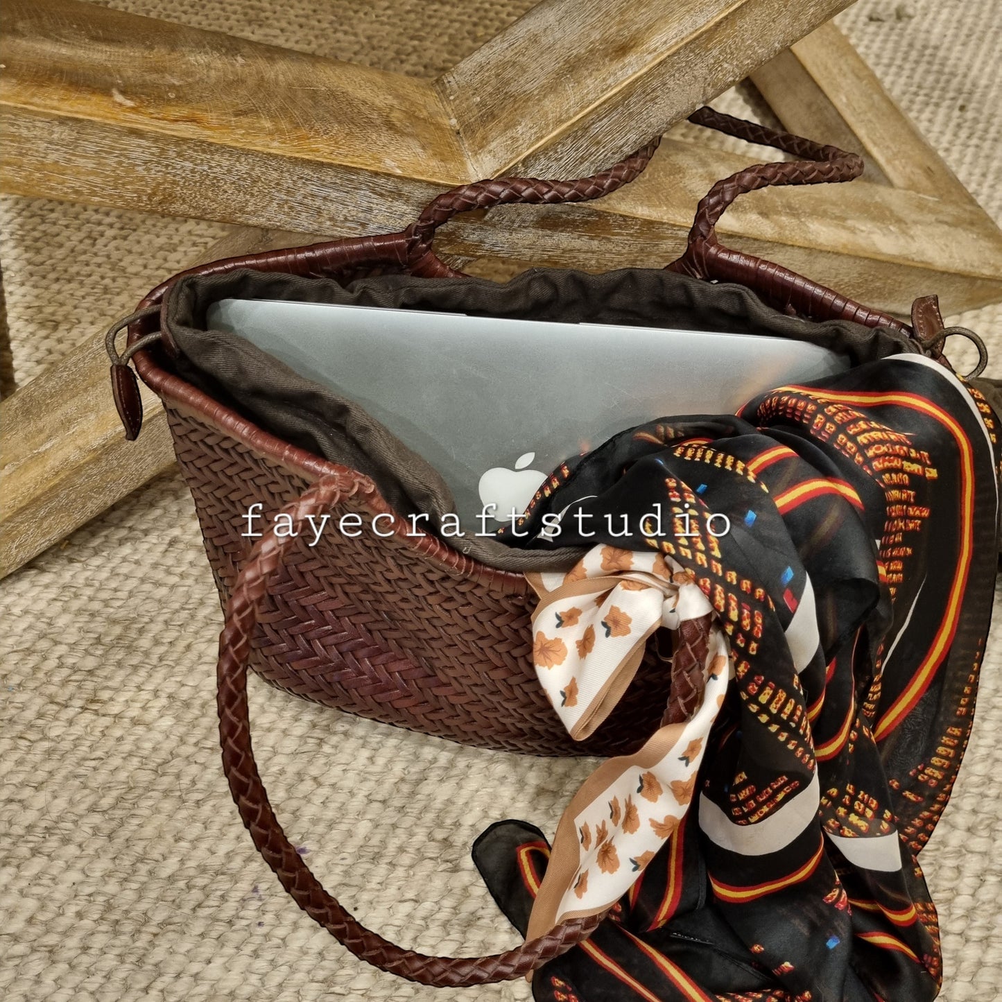 Phoebe Woven Full-Grain Leather Shoulder Tote Bag
