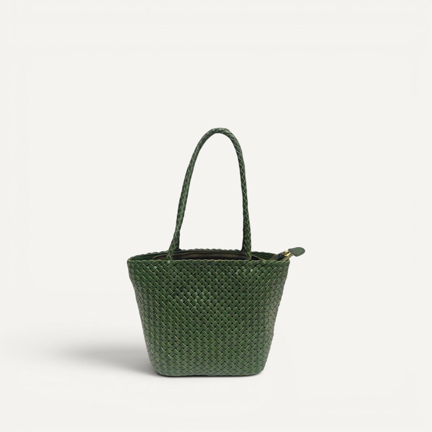 Rhea tote handwoven full-grain leather bag with braided handles and detachable shoulder strap