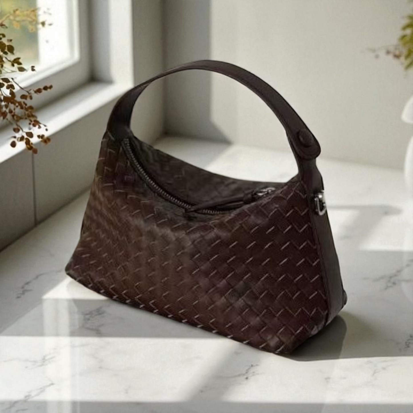 Noor - Petite Woven Leather Crossbody – Handheld Everyday Bag
