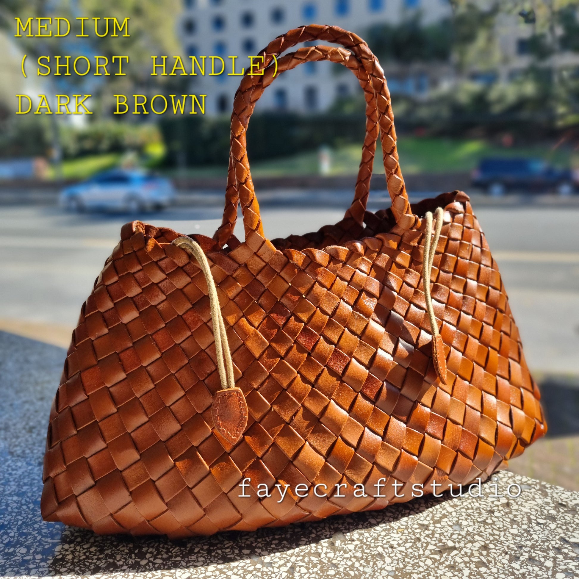 Diana Medium Woven Genuine Leather Bag Trendy Handmade French