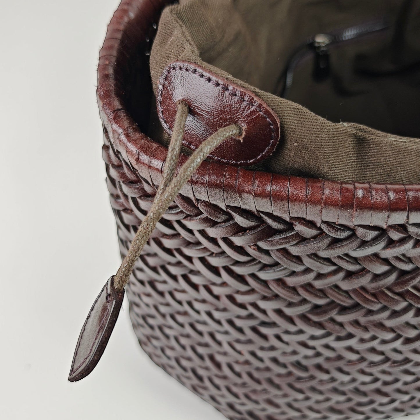 Phoebe Woven Full-Grain Leather Shoulder Tote Bag