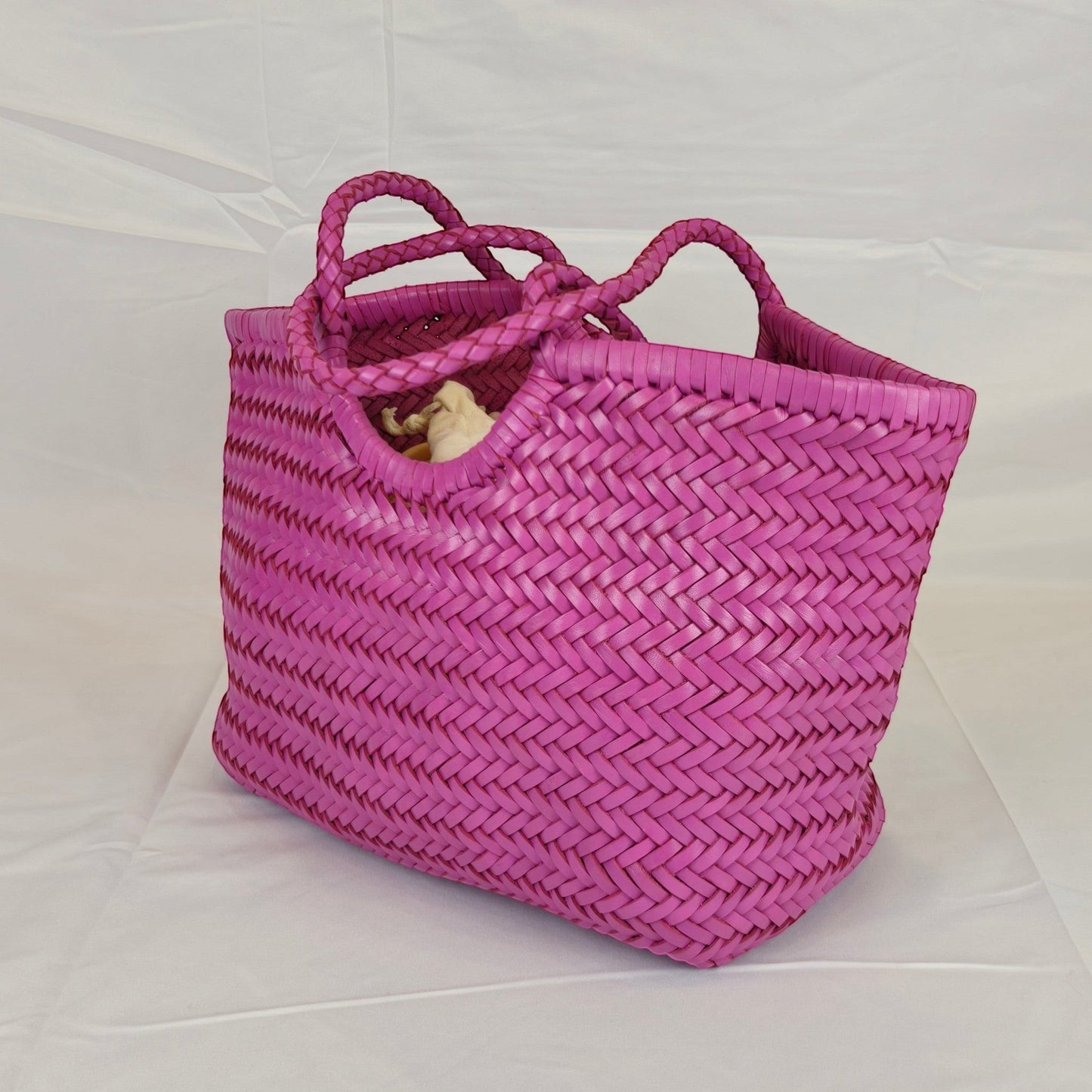 Phoebe Woven Full-Grain Leather Shoulder Tote Bag