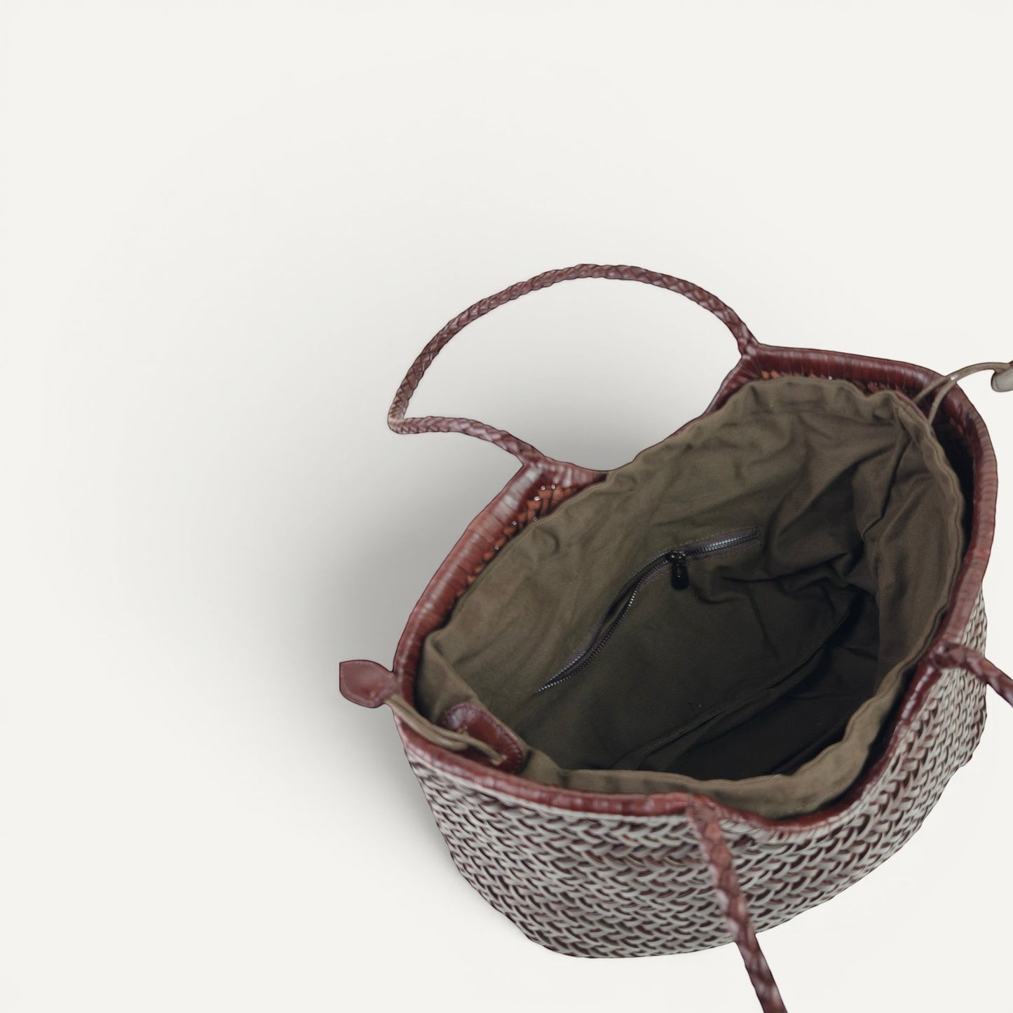 Phoebe Woven Full-Grain Leather Shoulder Tote Bag