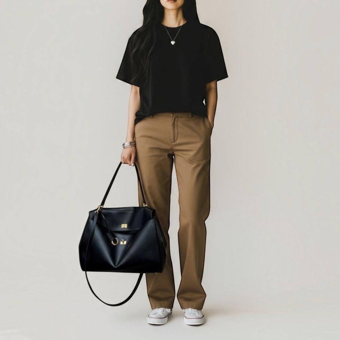 Harper Shoulder Bag in leather with lock closure, spacious interior, and comfortable shoulder straps for casual commuters