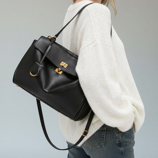 Harper Shoulder Bag Medium in genuine leather with spacious interior and secure lock closure