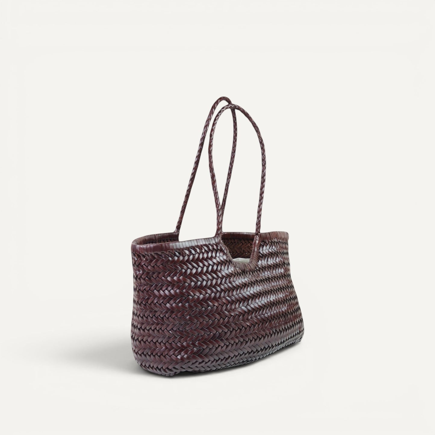 Phoebe large handmade woven cowhide leather shoulder bag in soft, spacious silhouette