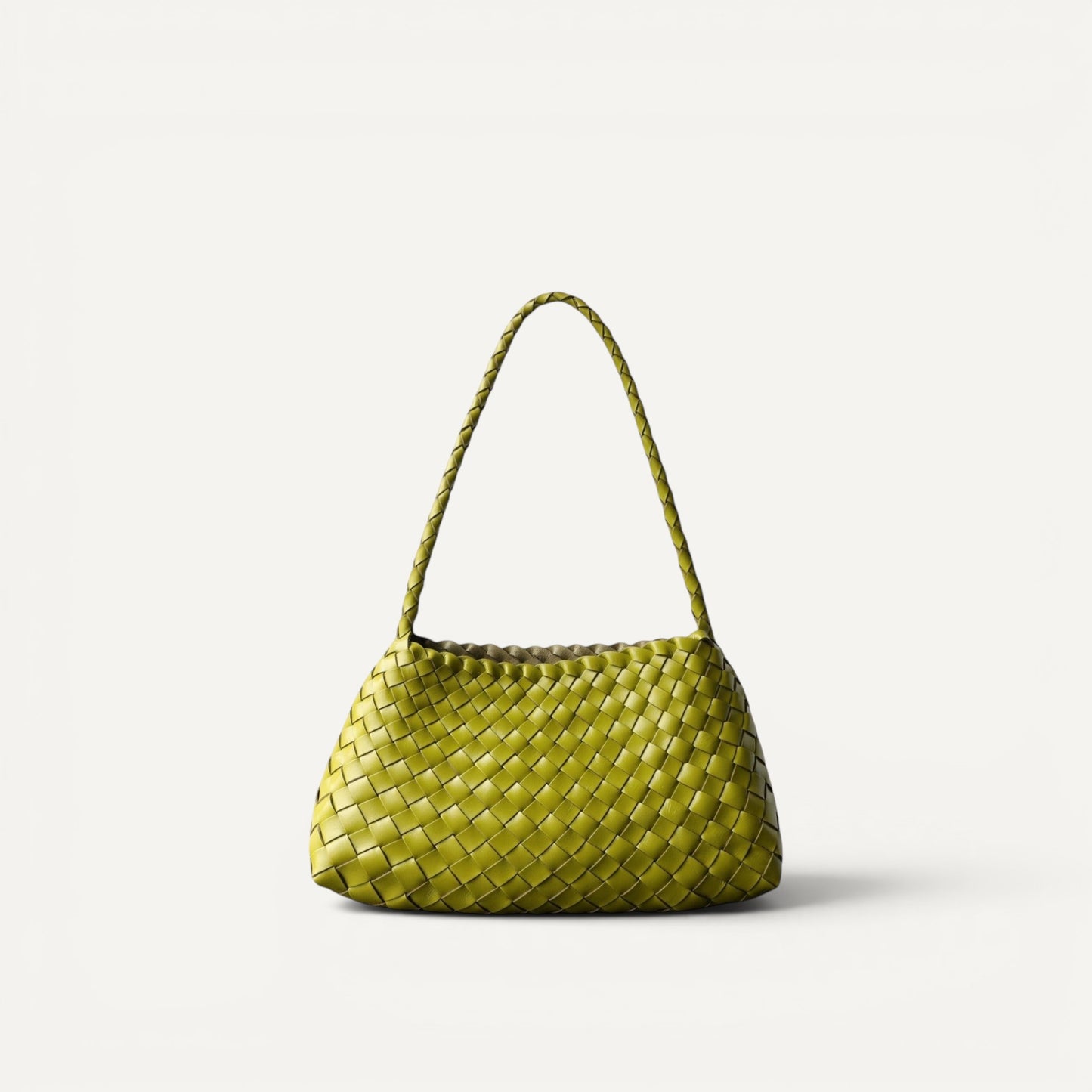 Emma handmade full leather cowhide shoulder bag with woven design and single strap
