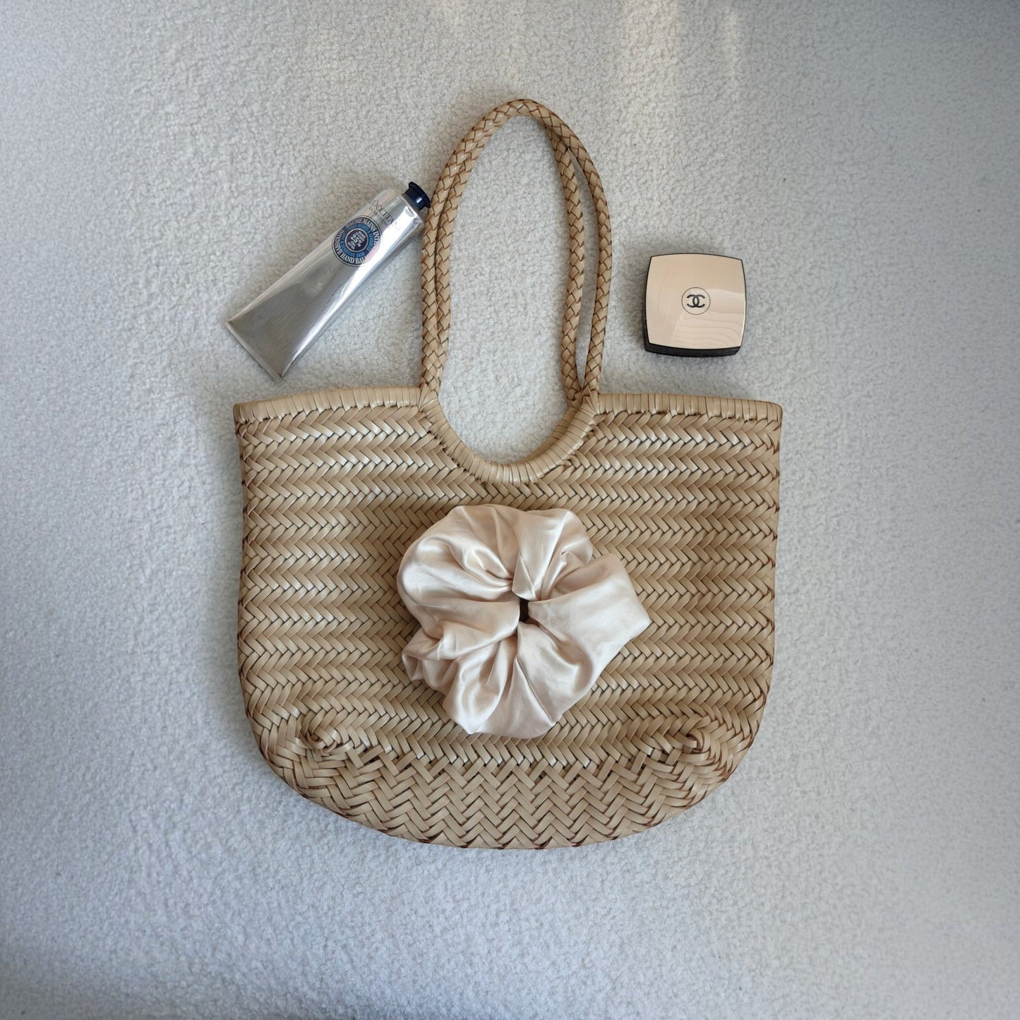 Phoebe Woven Full-Grain Leather Shoulder Tote Bag