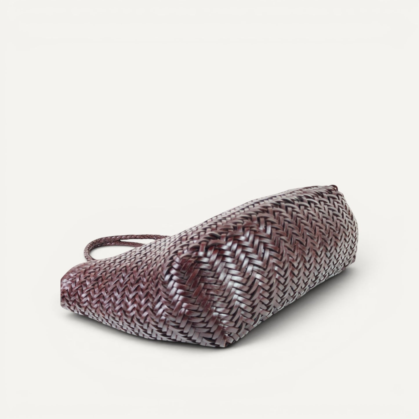 Phoebe Woven Full-Grain Leather Shoulder Tote Bag