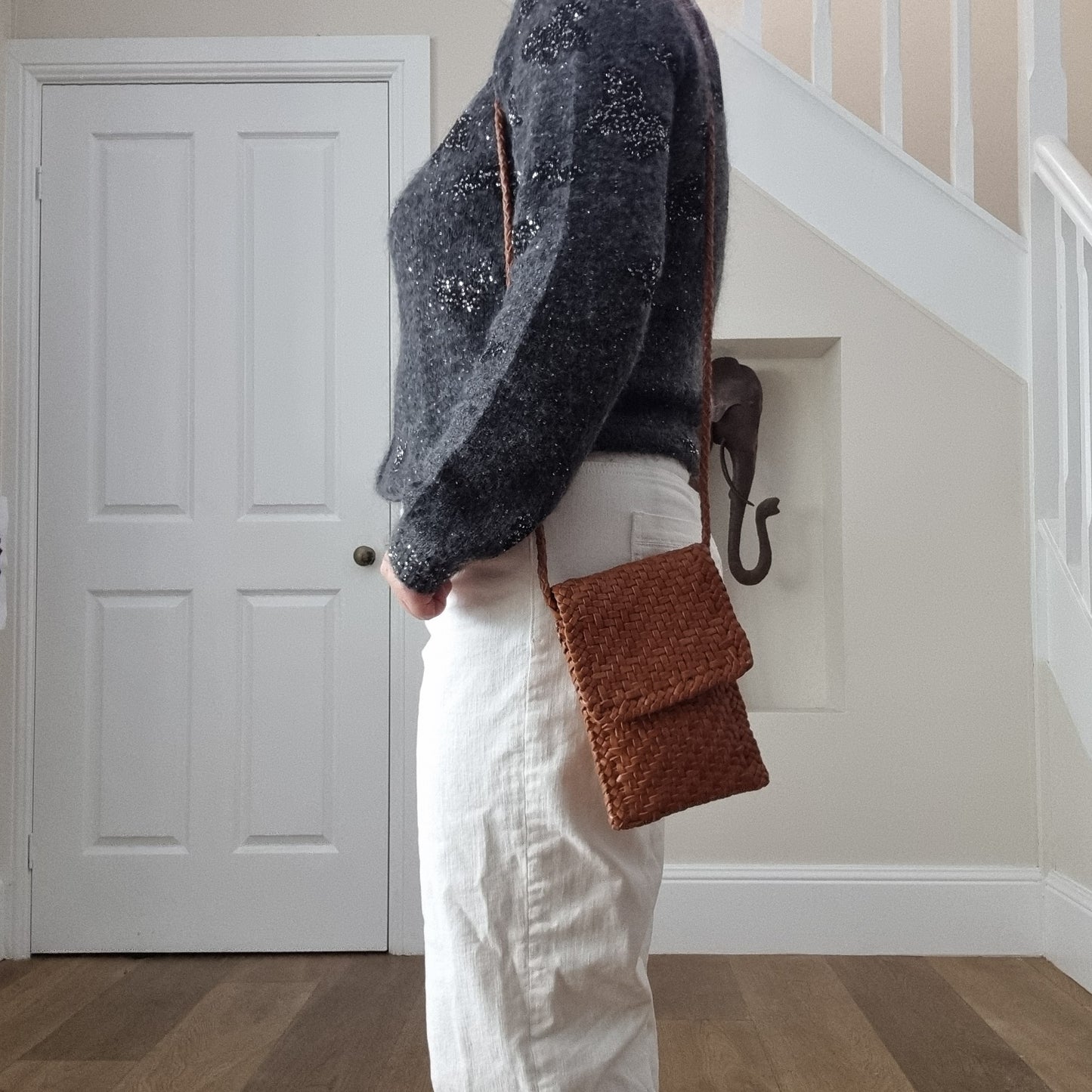 Parker - Leather Woven Phone Sling Bag