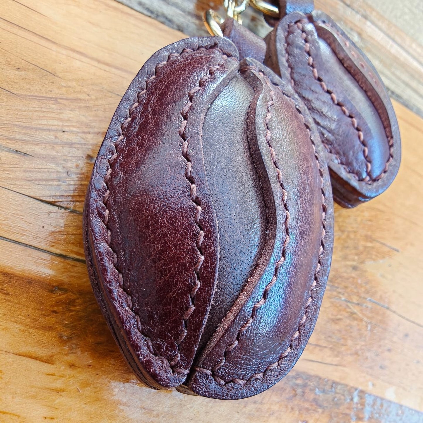 Coffee Bean Handmade Leather Bag Charm
