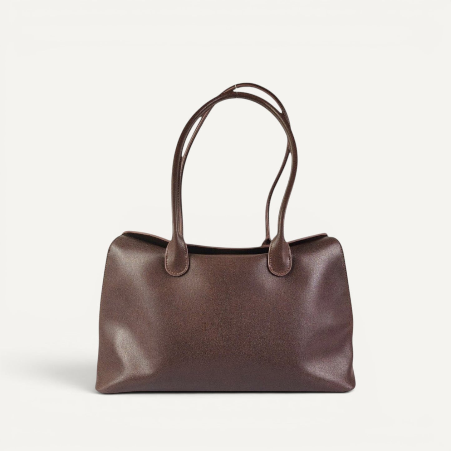 Valentina Tote brown genuine leather shoulder bag with structured design