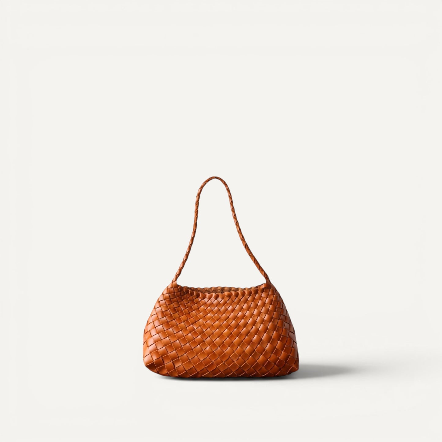 Emma Woven Full-Grain Leather Shoulder Bag