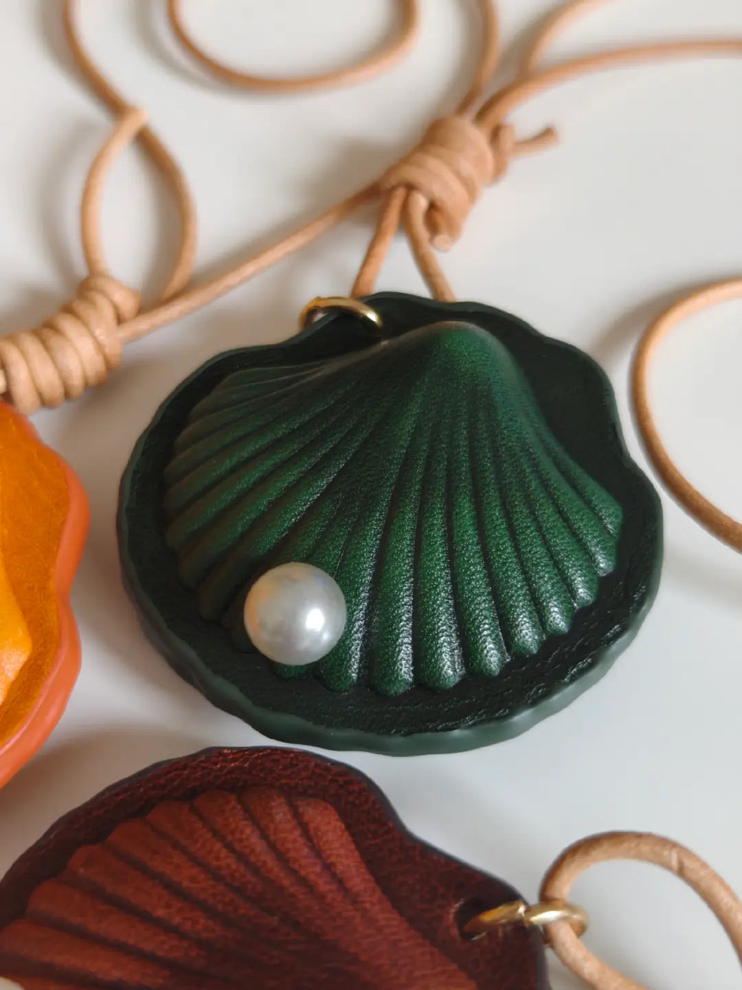 Shell Charm - Handmade Leather Charm