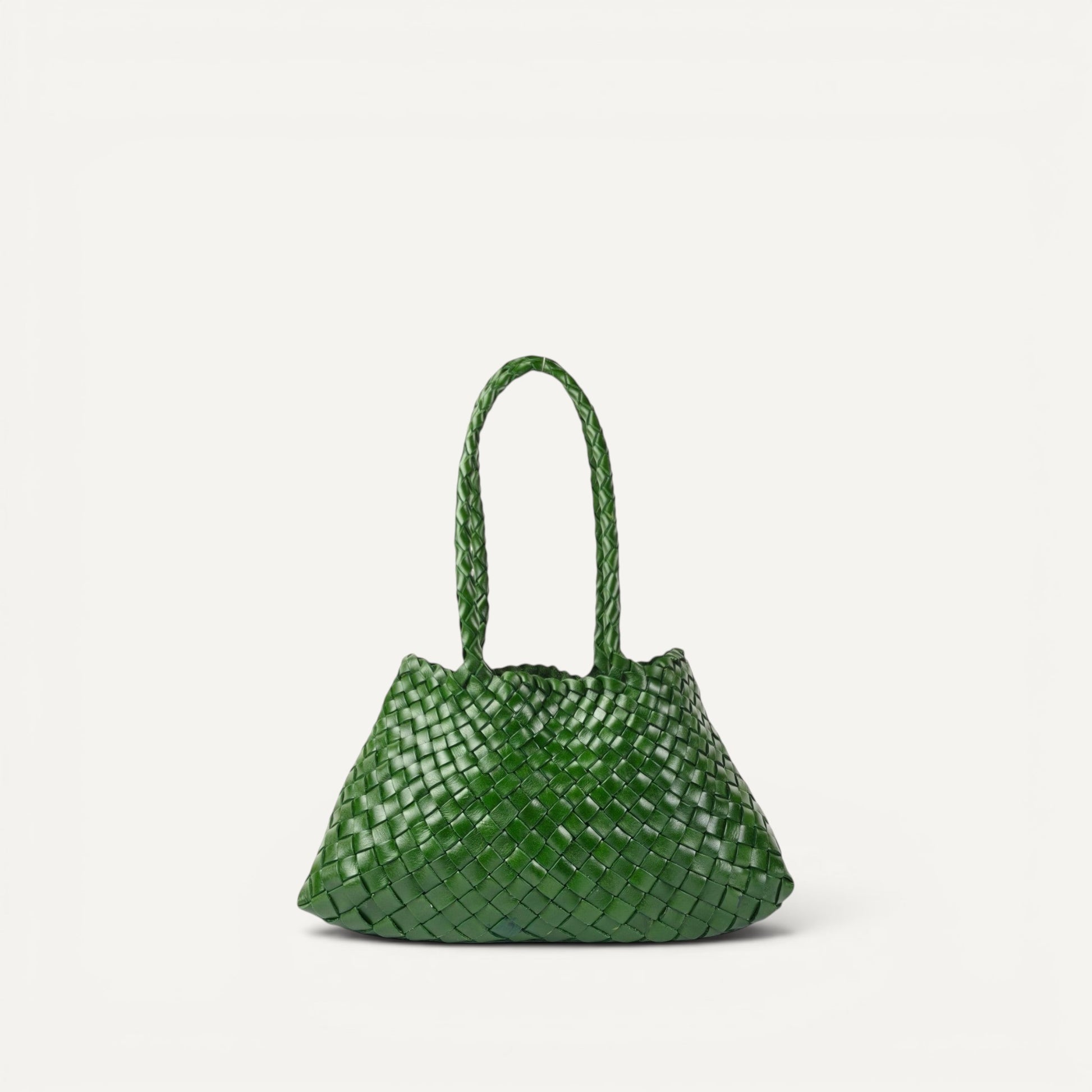 Handwoven Opal City Zip leather tote bag with full-length zipper closure and long top handles