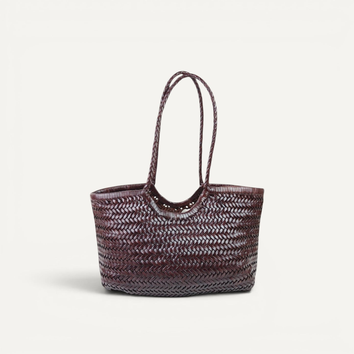 Phoebe large handmade woven top layer cowhide leather shoulder tote bag