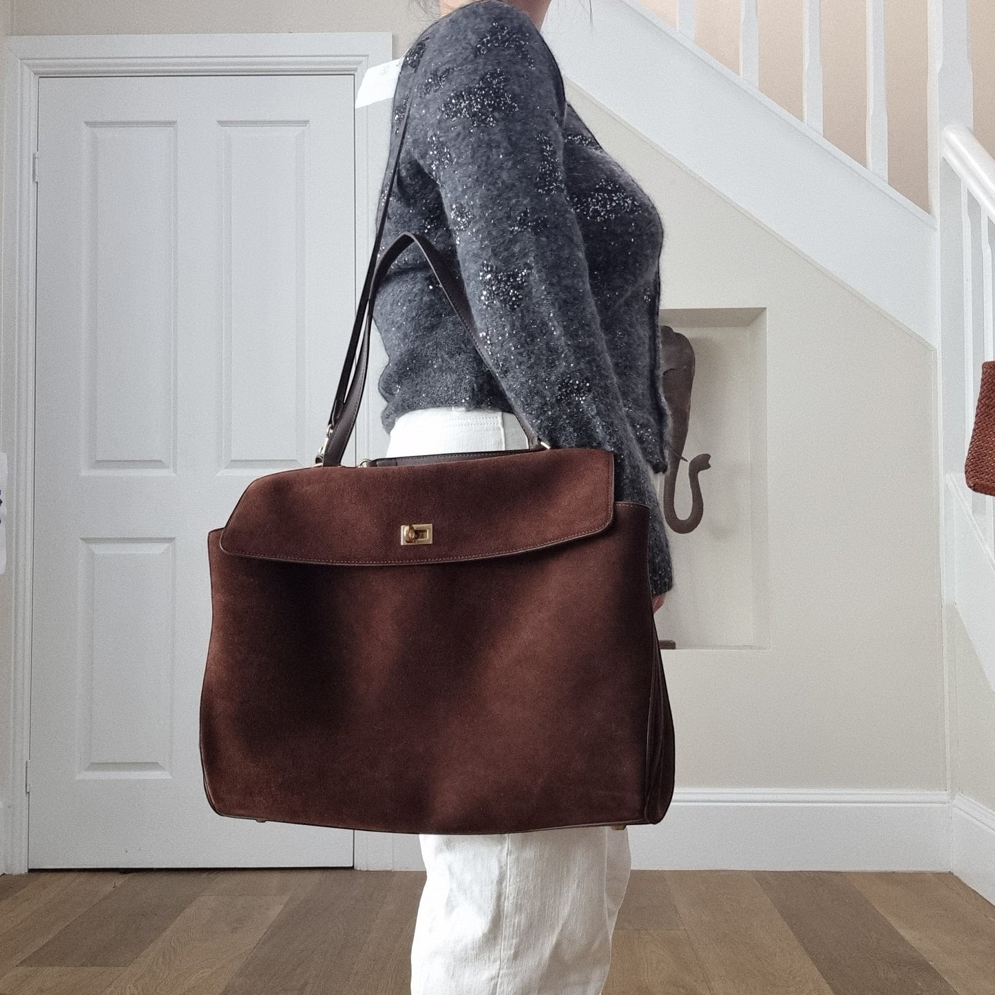 Harper (Suede) Large Size Leather Shoulder Bag