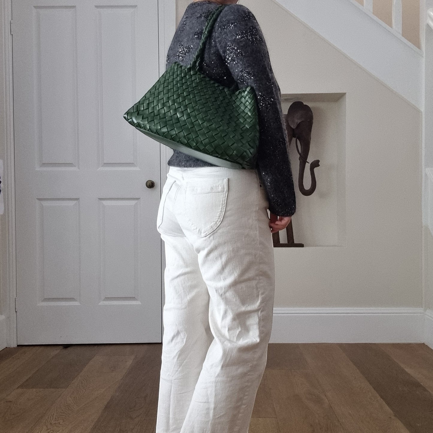 Opal Woven Full-Grain Leather Tote Bag