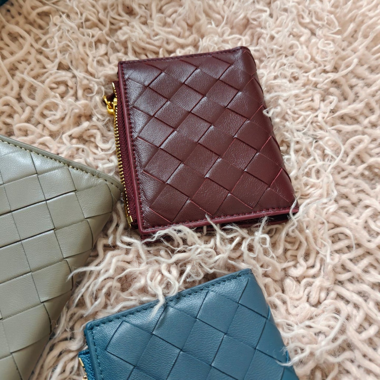Lola Sheepskin Woven Wallet
