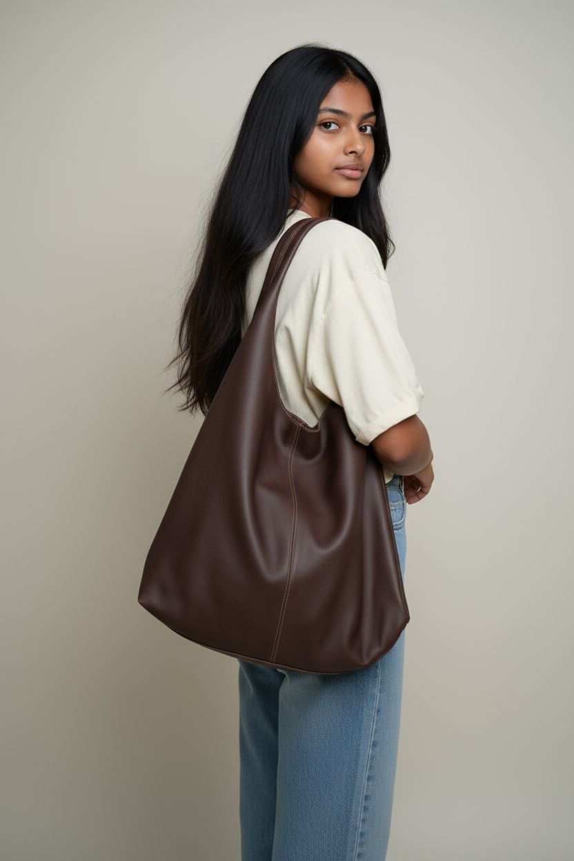 Naomi - Neue dreieckige Einkaufstasche aus Wildleder für Herbst/Winter 2024 - Umhängetasche mit großem Fassungsvermögen für Pendler - Vielseitige Damentasche aus echtem Leder