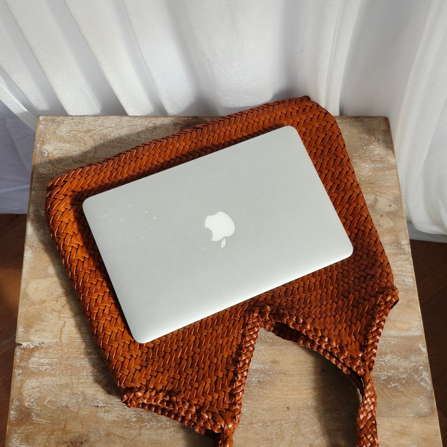 Iris Woven Leather Shoulder Tote Bag
