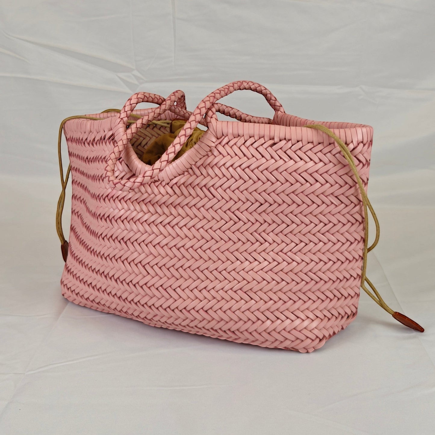 Phoebe Woven Full-Grain Leather Shoulder Tote Bag