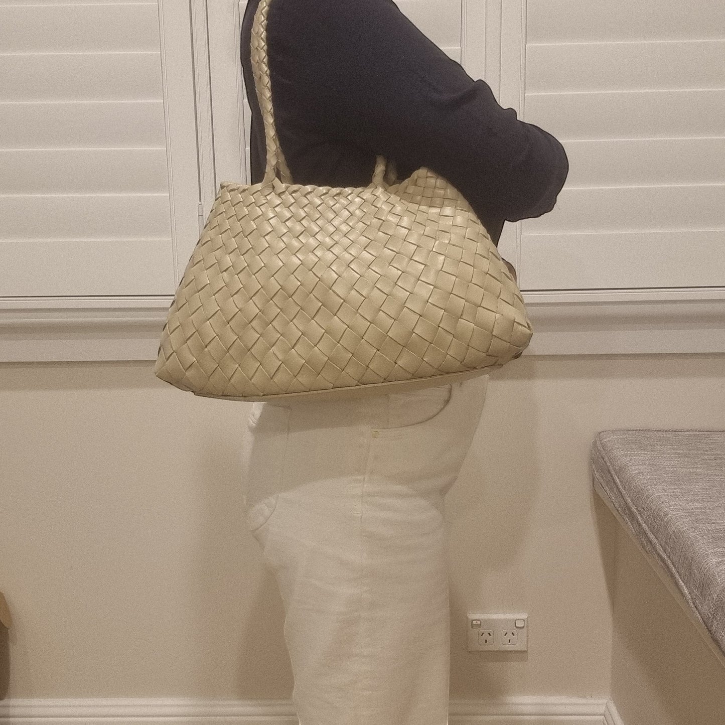 Opal Woven Full-Grain Leather Tote Bag