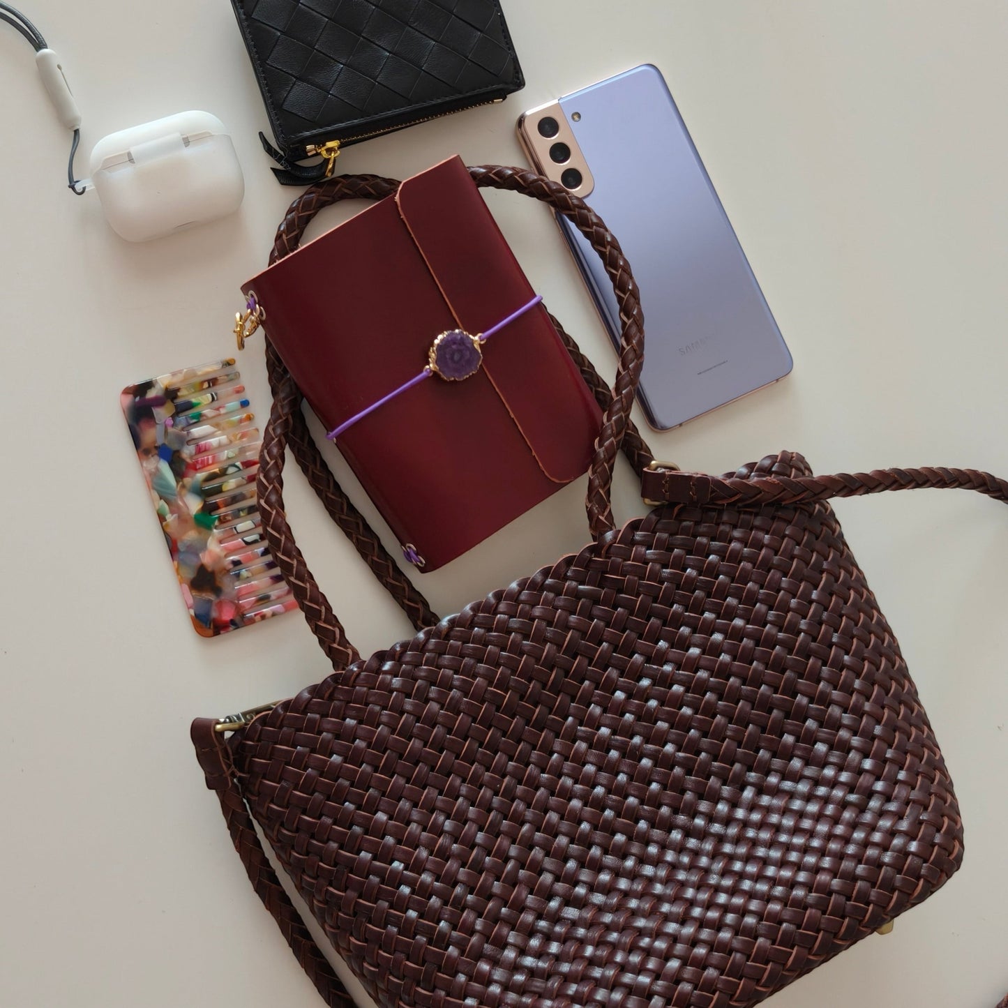 Rhea Handwoven Leather Tote Bag