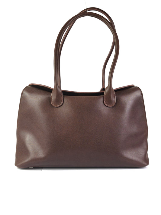 Valentina Tote brown genuine leather shoulder bag with structured design