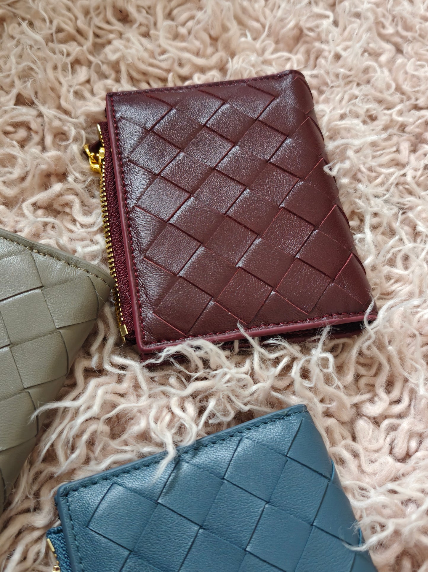 Lola - Sheepskin Woven Short Wallet