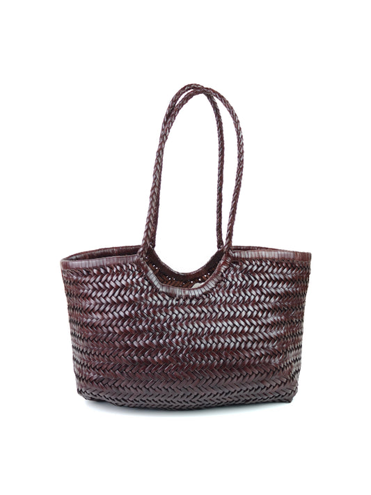 Phoebe large handmade woven top layer cowhide leather shoulder tote bag