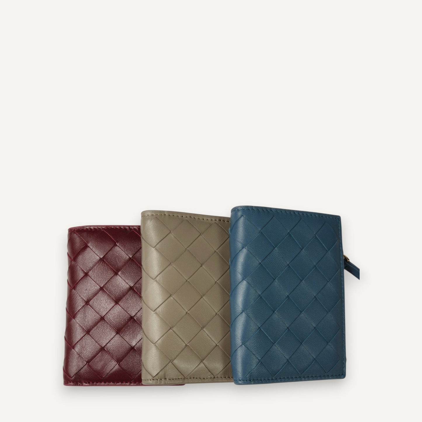 Lola Sheepskin Woven Short Wallet in compact design with premium leather and elegant texture