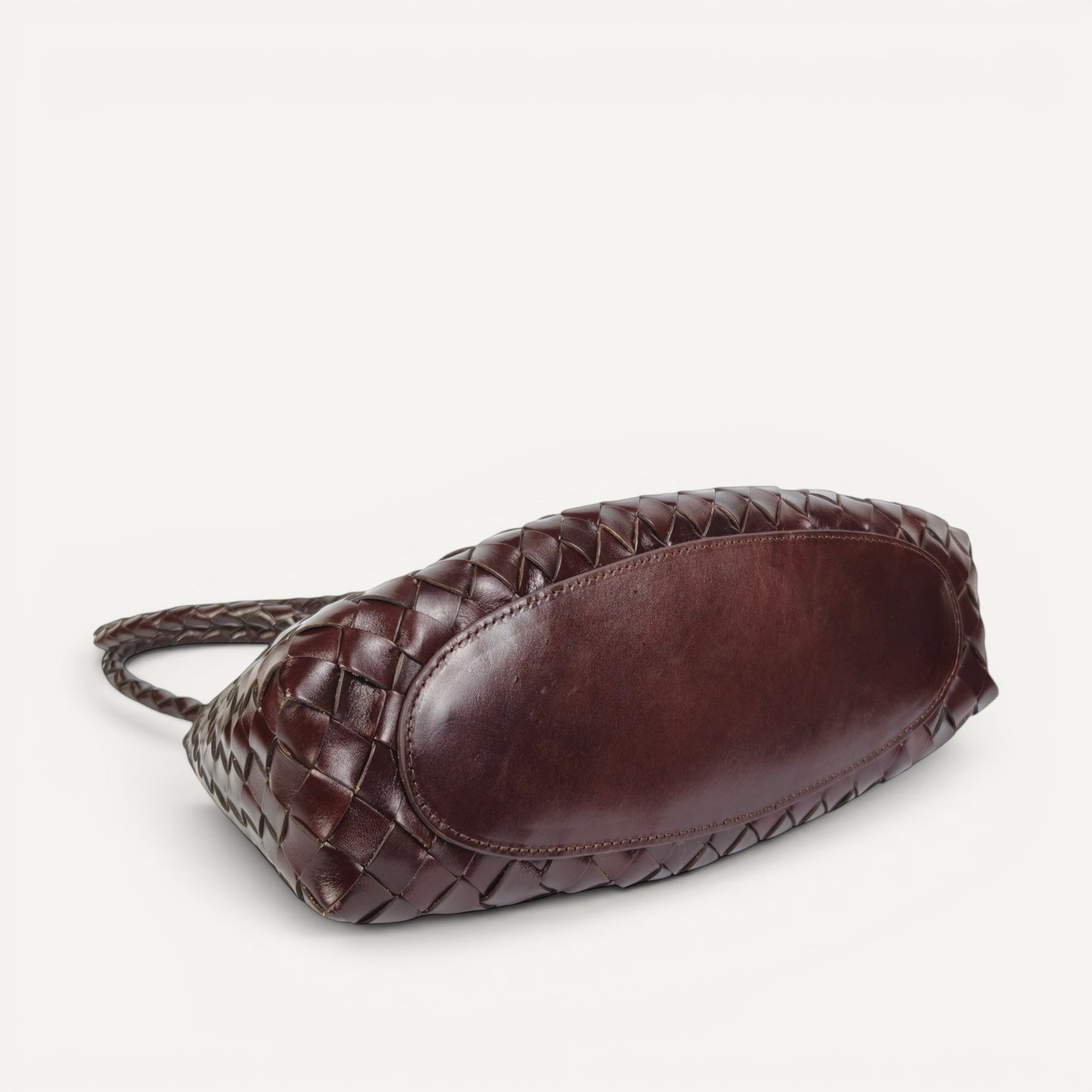 Leah Woven Full-Grain Leather Tote Bag with Zipper