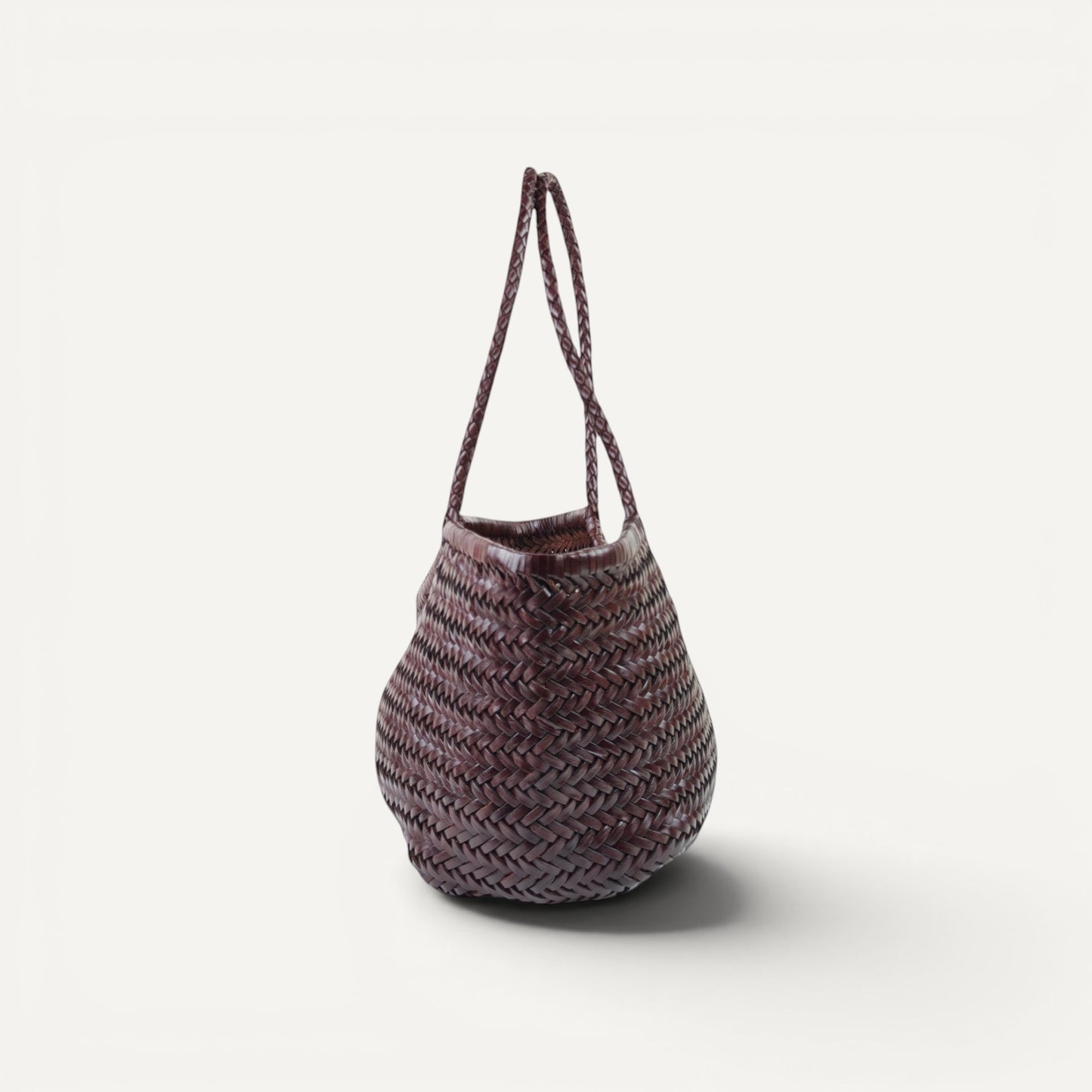 Phoebe Woven Full-Grain Leather Shoulder Tote Bag