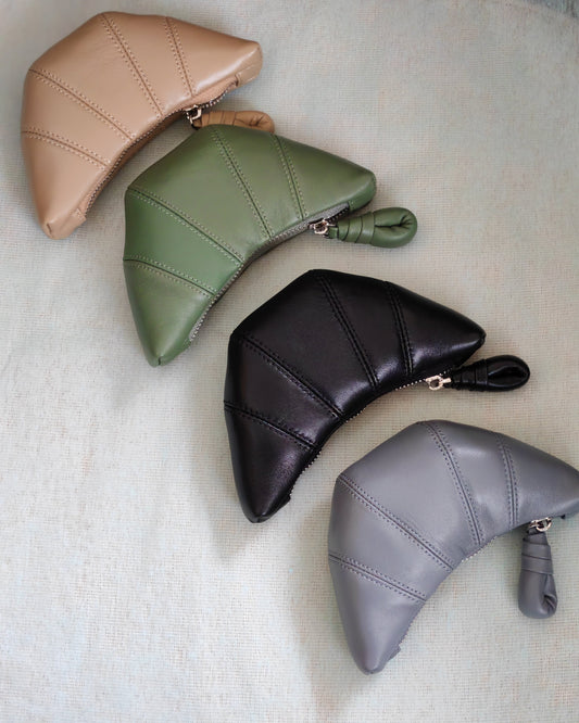 Sheepskin Mini Crescent Coin Purse/Lipstick Pouch in multiple colors.